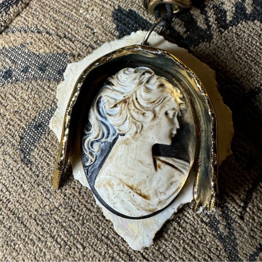 Ceramic Cameo Pendant with cord